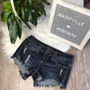 Blue Asphalt Dark Wash Distressed Jean Shorts